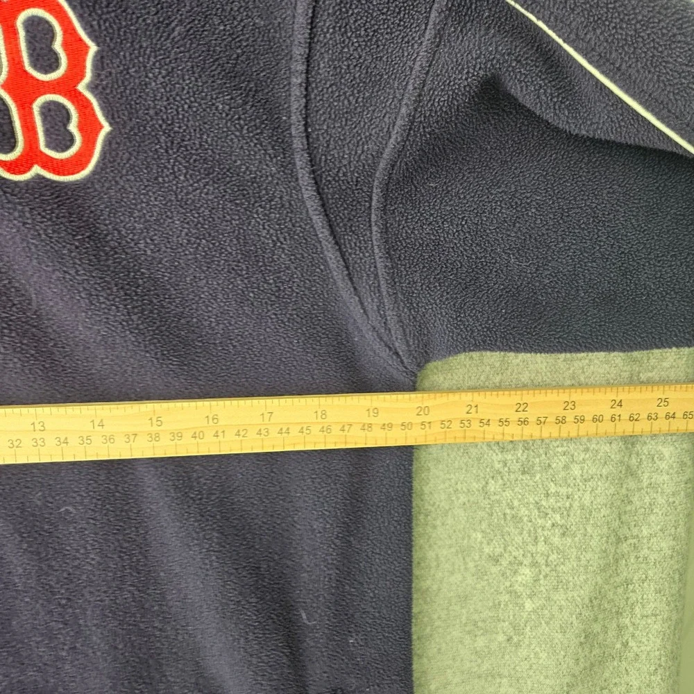 Boston‎ Red Sox MLB Fleece Quarter Zip Pullover Navy Blue Youth XL 14/16 Piping